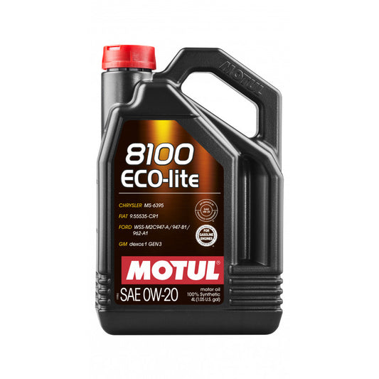 MOTUL 8100 Eco-lite SAE 0W20 — високоякісна олива від Motul для бензинових і дизельних двигунів 4л