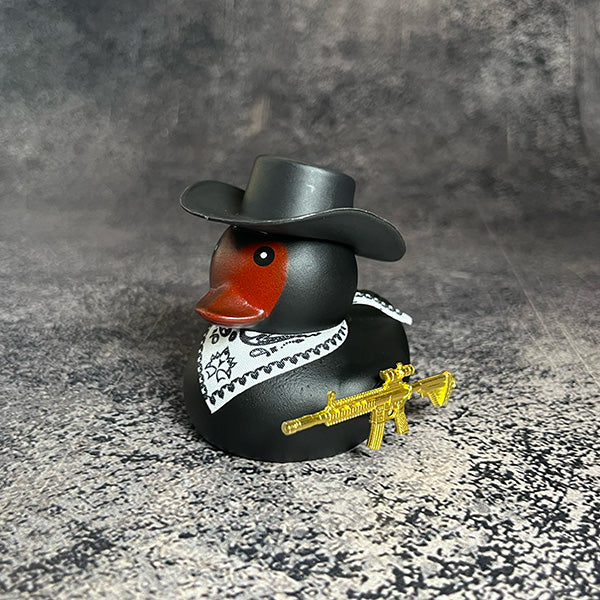 Декоративна качка ковбой в авто чорна