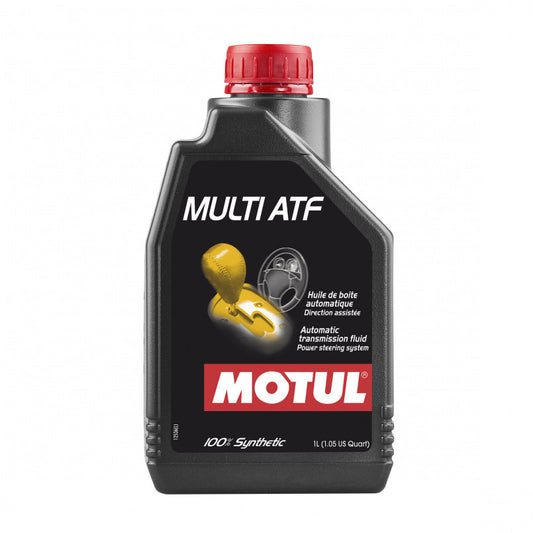 MOTUL Multi ATF — 100% синтетична рідина для автоматичних коробок передач (ATF) широкої сумісності. Розроблена для АКПП, де виробник вимагає допуски на кшталт Dexron II/III, Mercon/Mercon V, JWS 3309 (Toyota T-IV) тощо