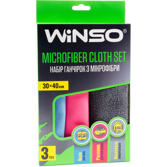 Набір ганчірок з мікрофібри 3шт, розмір 30х40см Winso